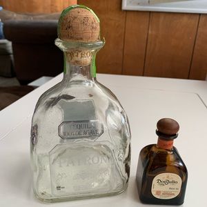 Patron Silver Tequila Bottle 0.75L (750ml) Empty w Cork & Don Julio Tequila 50ml